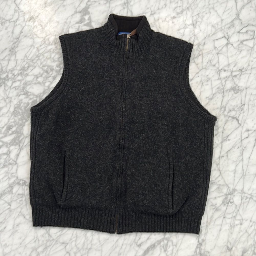 Pendleton Shetland Wool Fleece Lined Gray Full Zip Vest Large